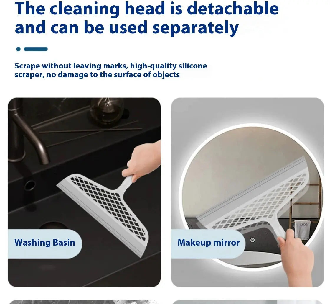 Simples Market silicone scraper broom, detachable head squeegee for bathroom floor and window, white