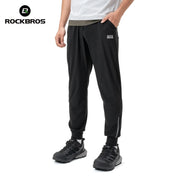 RockBros lightweight black running pants with logo, breathable athletic joggers