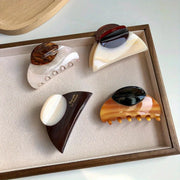 ChicWood Vintage French Hair Clip Two Tone Wood Grain and Marbled Design for All Day Hold