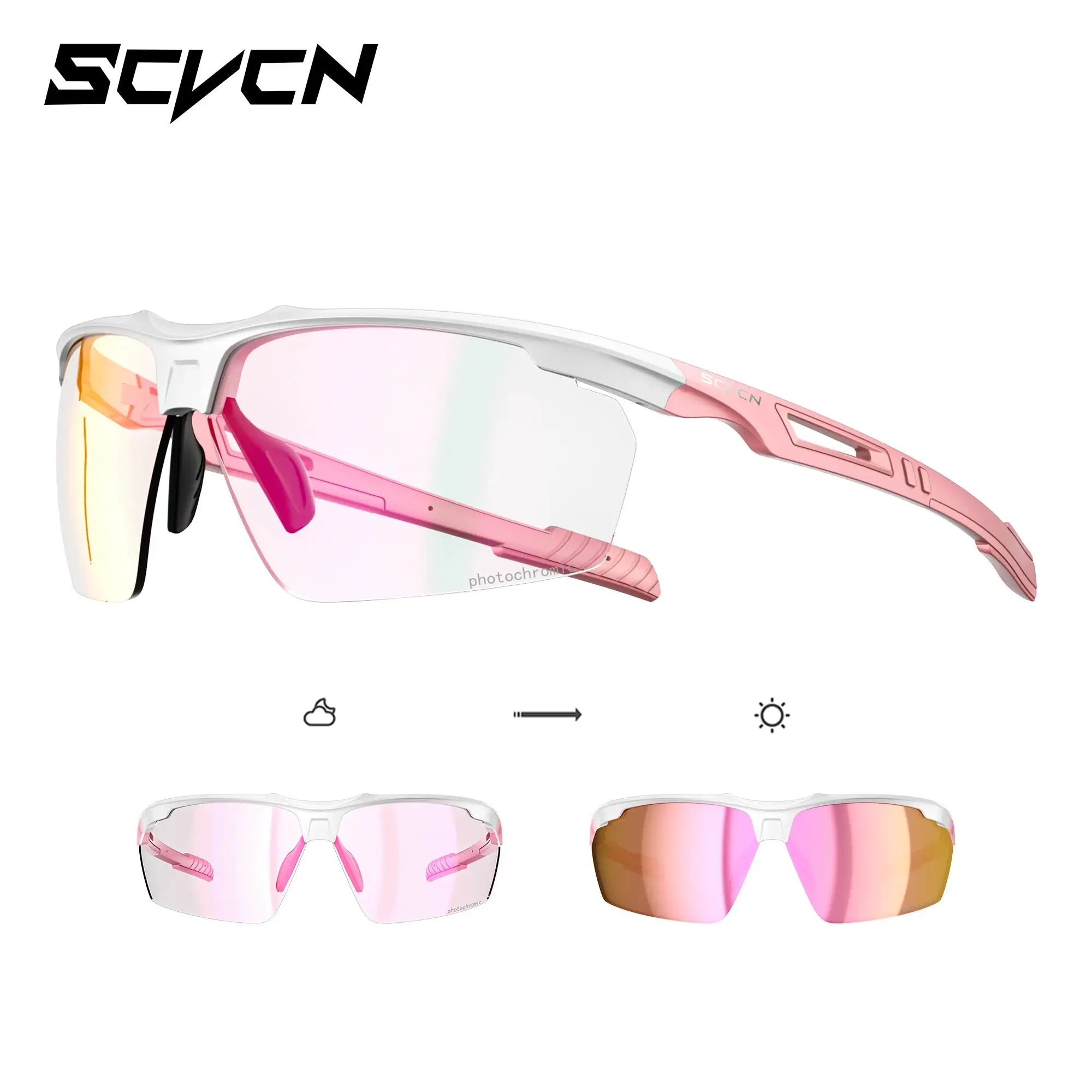 Scvcn Photochromic Cycling Glasses With Adaptive Lenses For Road And Mountain Biking UV Protection