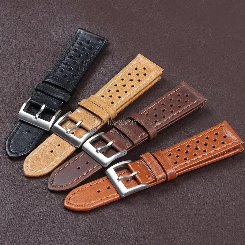 EraCraft Vintage Genuine Leather Watch Strap 18mm 20mm 22mm Universal Fit Breathable Cowhide Comfort