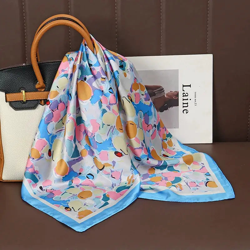 Luxe Silk Satin Square Scarf Silk Feel Finish Versatile Fashion Wrap For Shawl Hijab Neckerchief Hair Ribbon Headband