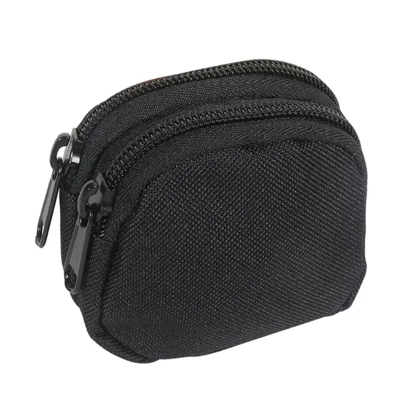 Nylon double-zip coin purse by Simples Market, black MOLLE tactical pouch for outdoor waist bag
