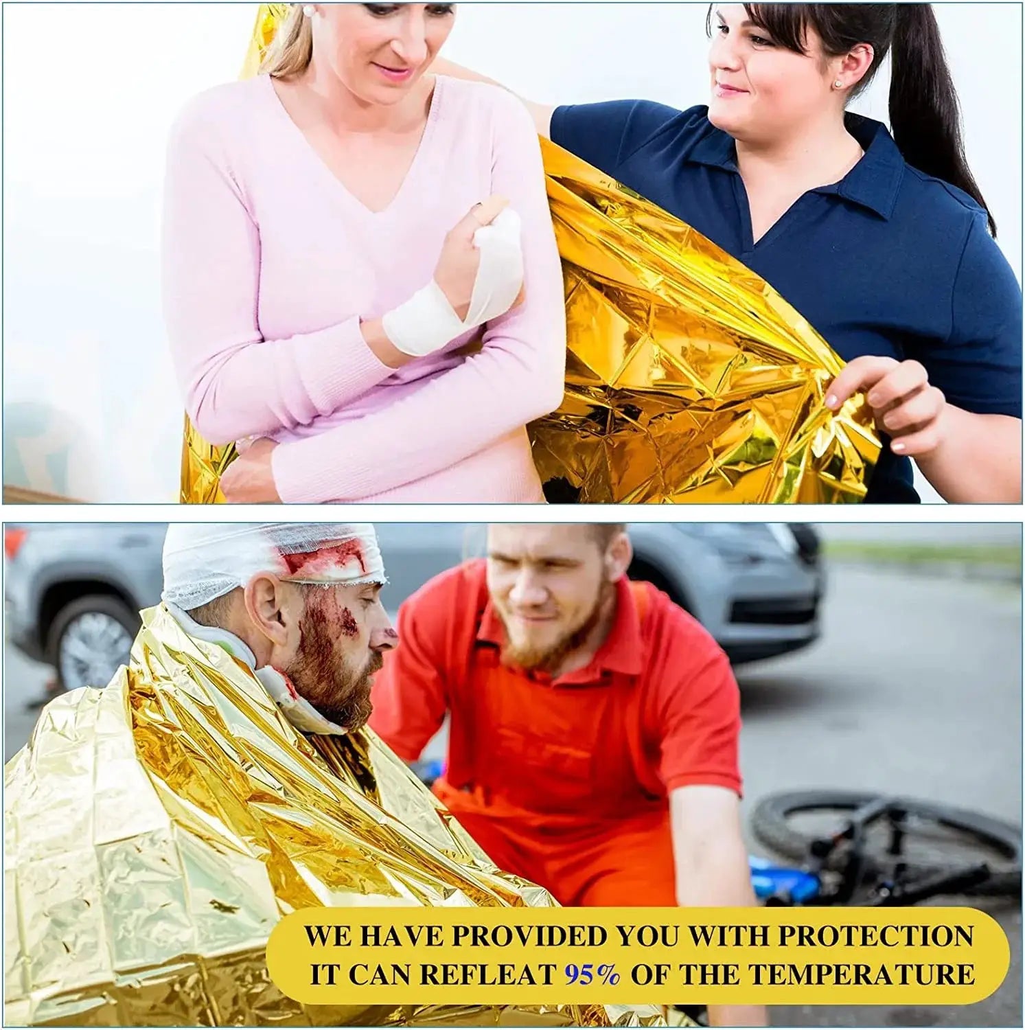 Emergency blanket by Simples Market, gold reflective waterproof survival gear for camping