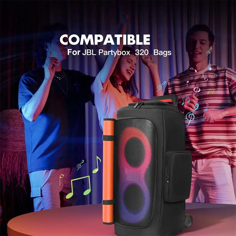 Black portable speaker dust case with mic pocket for JBL PartyBox 310/320/520/710.