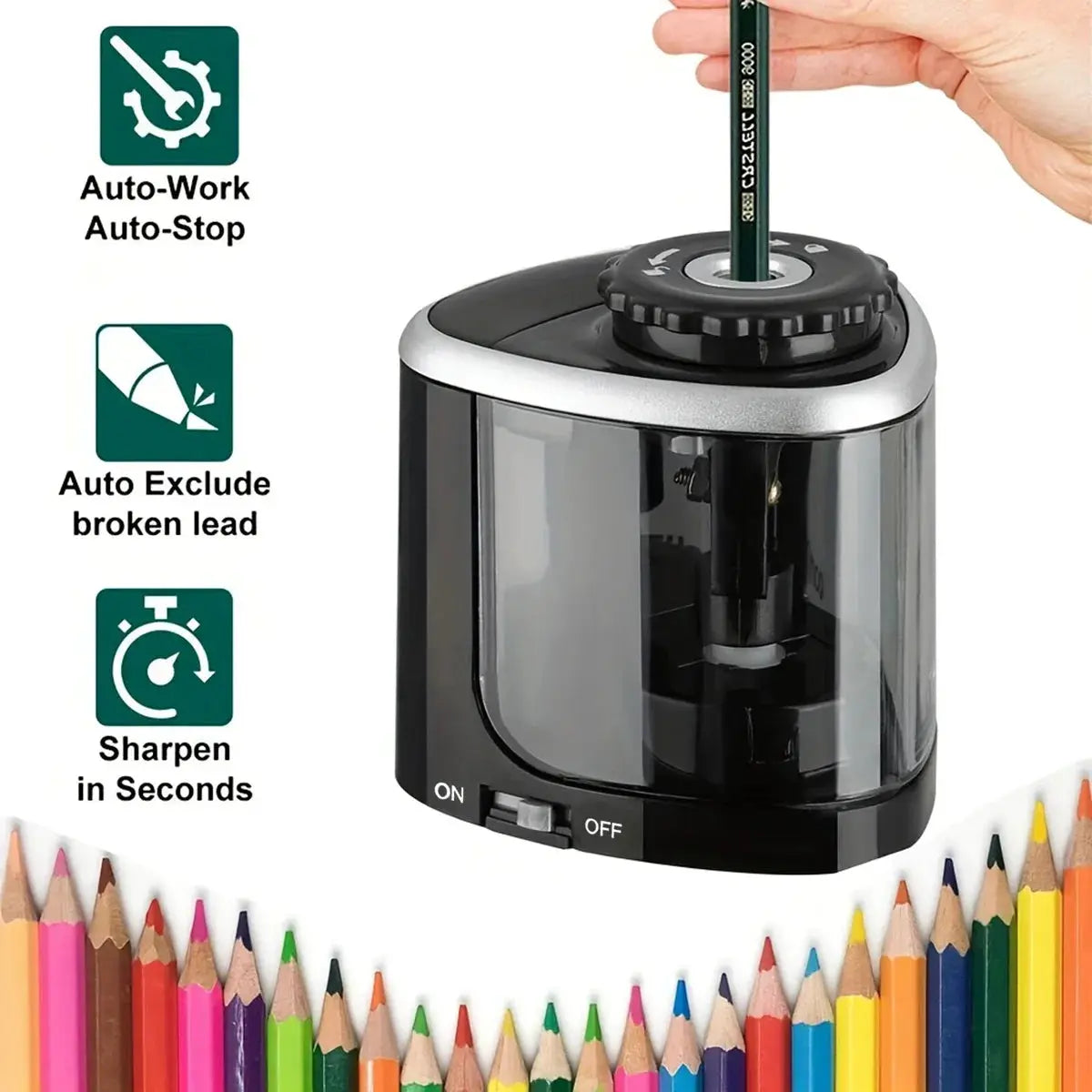 Automatic Electric Pencil Sharpener For Desktop Use 6-8mm Pencils For Students And Office