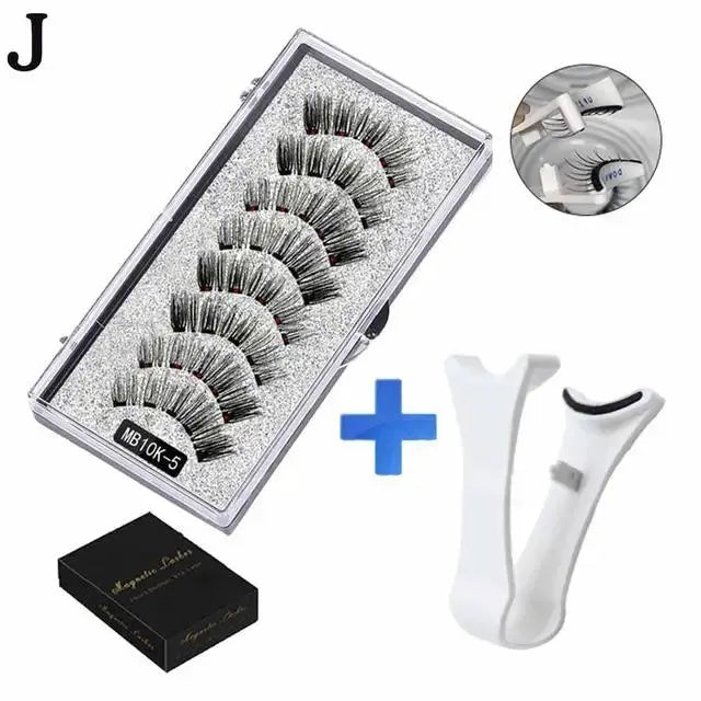 3D Natural Magnetic Eyelashes Set With Five Magnetic Lashes Reusable Handmade False Eyelashes Shipping Box