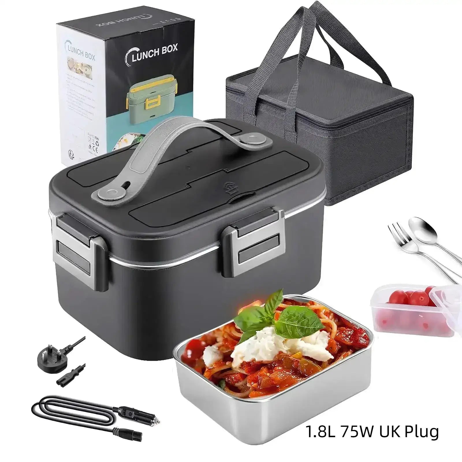 Homefish 1.8L Electric Lunch Box 75W Fast Heating Car And AC Heating Travel Office Home Use Gift With Insulated Handbag