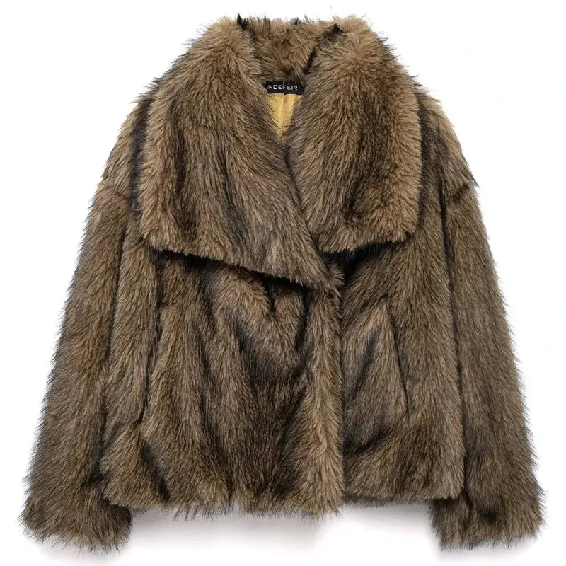 HXAO Womens Plush Burgundy Bomber Jacket Fur Coat For Warm Winter Comfort And Style