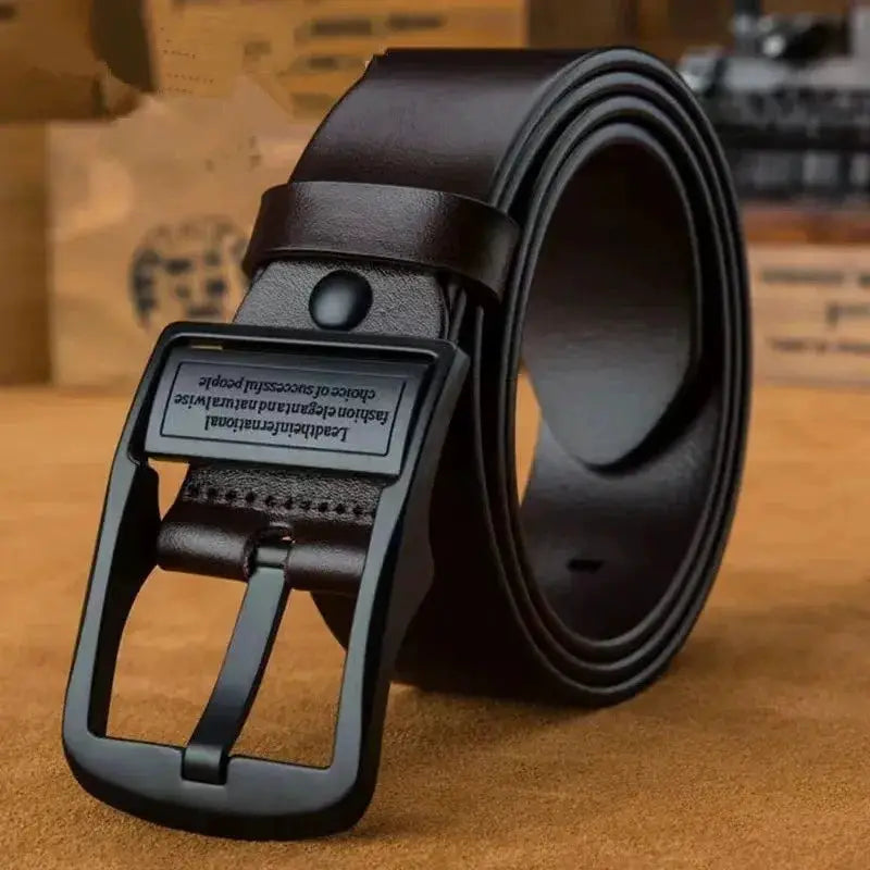 Leather Cowhide Mens Belt With Metal Alloy Pin Buckle Luxury Brand Jeans And Business Casual Waist Strap
