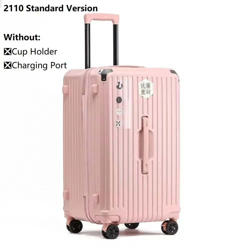 Simples Market pink hard-shell carry-on suitcase with USB charging, 20/24/26/28 inch