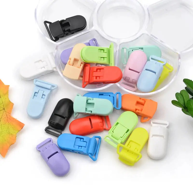 LOFCA Baby Pacifier Clips Set 10 Pieces 15mm and 20mm Plastic Clasps Colorful DIY Toy Jewelry Making