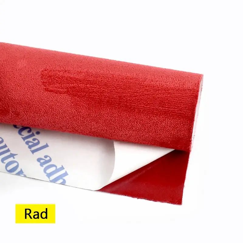 Red synthetic leather self-adhesive suede fabric roll for car interiors and DIY trims
