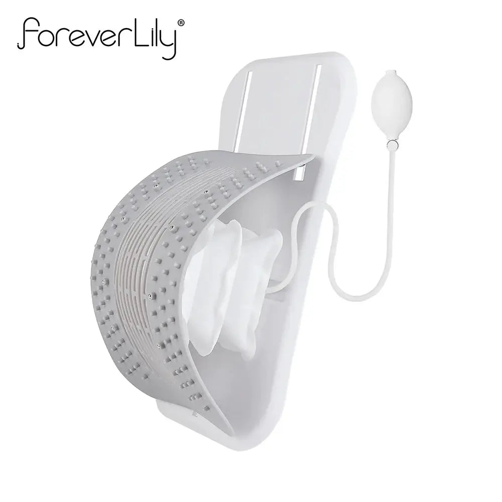 ForeverLily white back massager with inflatable airbag for waist and neck support, lumbar and cervical relief