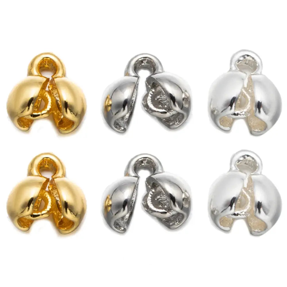 Bracelet end caps pearl connectors by Simples Market, gold and silver plated brass, 6 pcs for DIY jewelry making