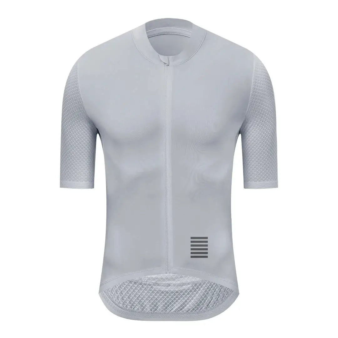YKYWBIKE men's cycling jersey, short sleeve, light gray breathable fabric with mesh panels