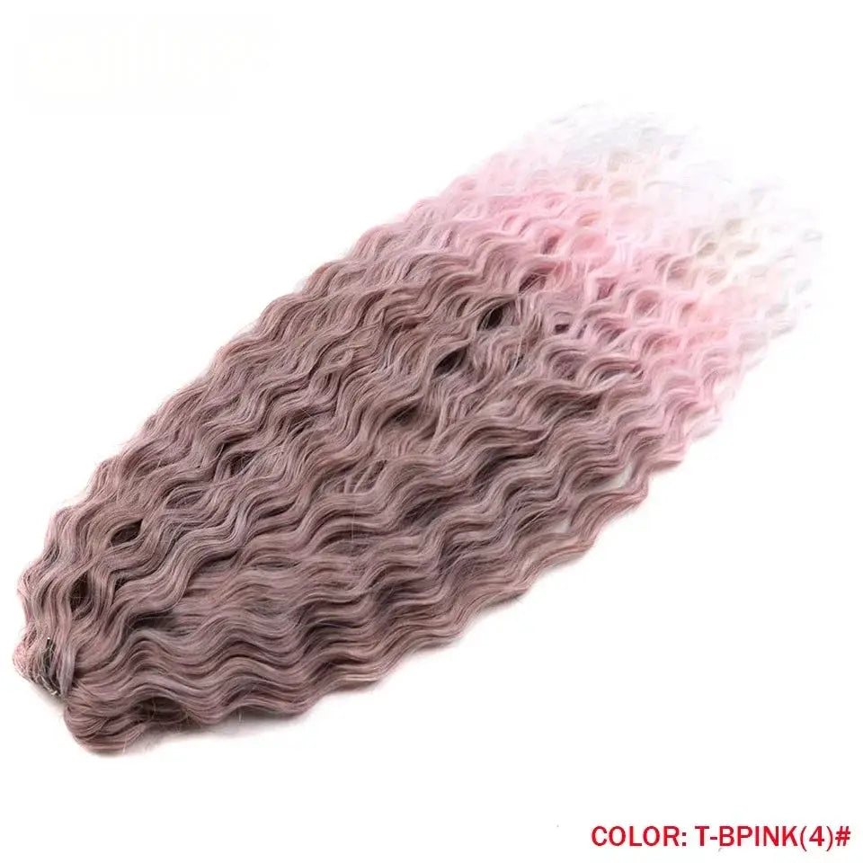 Ariel Synthetic Twist Crochet Hair by Simples Market, 22in water-wave extensions, ombre pink to blonde, 300g
