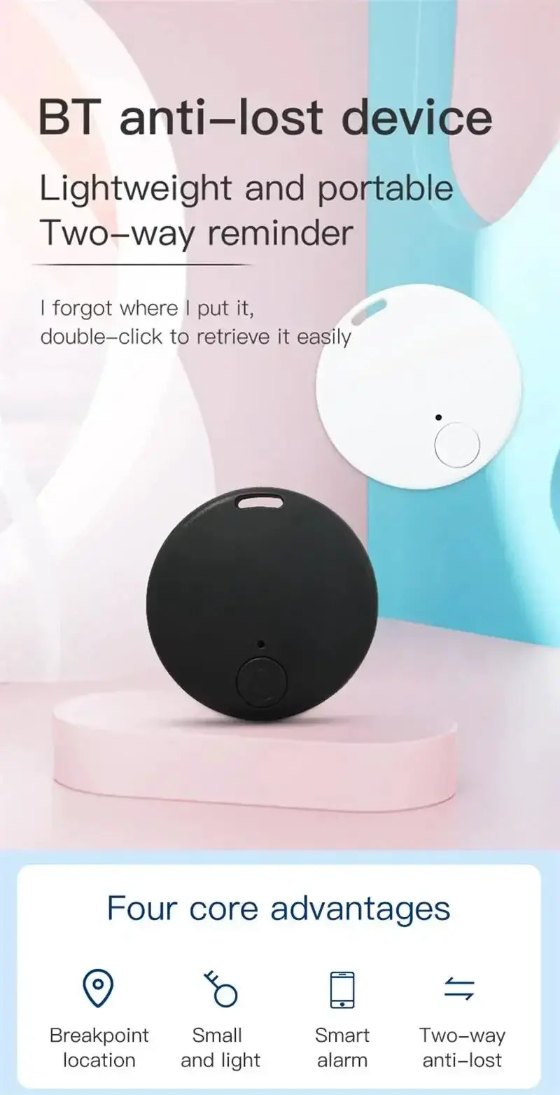 GPS trackers, round anti-lost devices; two colors (black and white), portable