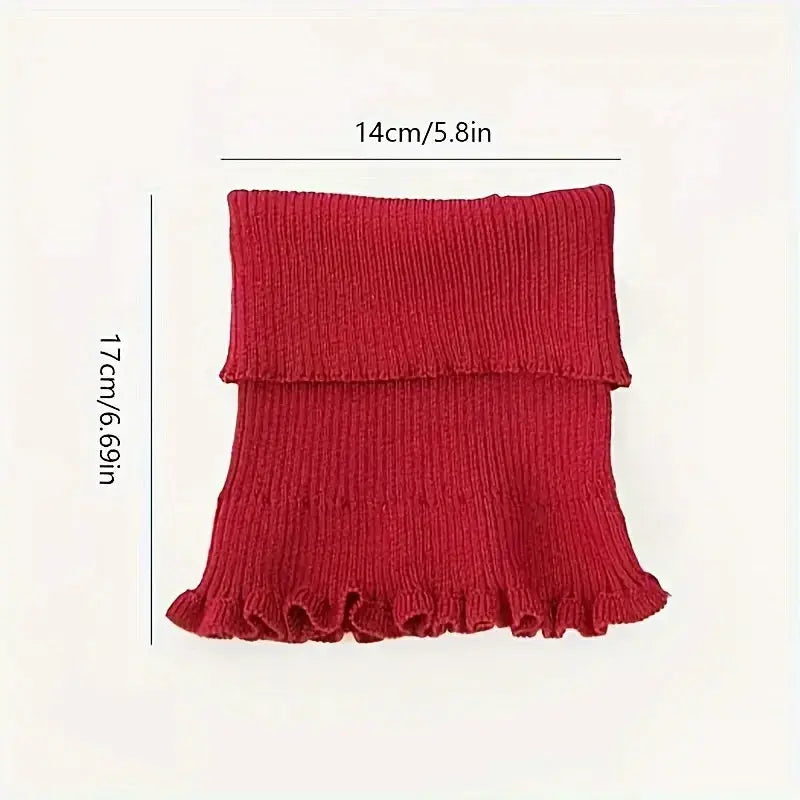 Aurora Line Black And White Knitted False Neck Scarf For Women Soft Thick Warm With Elegant Ruffle Edge