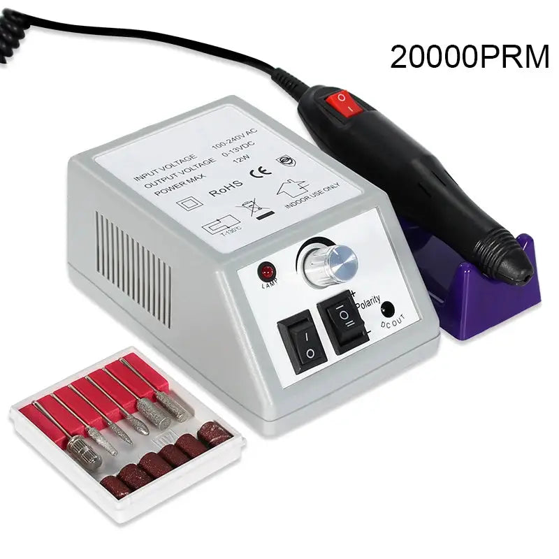 Nail gel kit with LED nail light and drill, Simples Market; 8-piece bit set