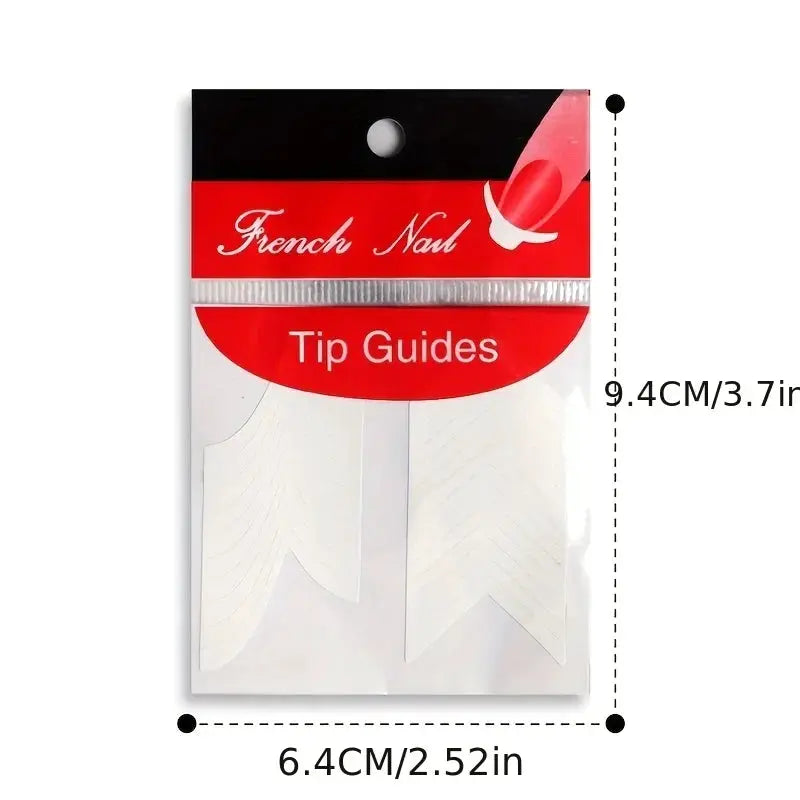 Simples Market 3-pack white self-adhesive French nail tip guides with fringe decals