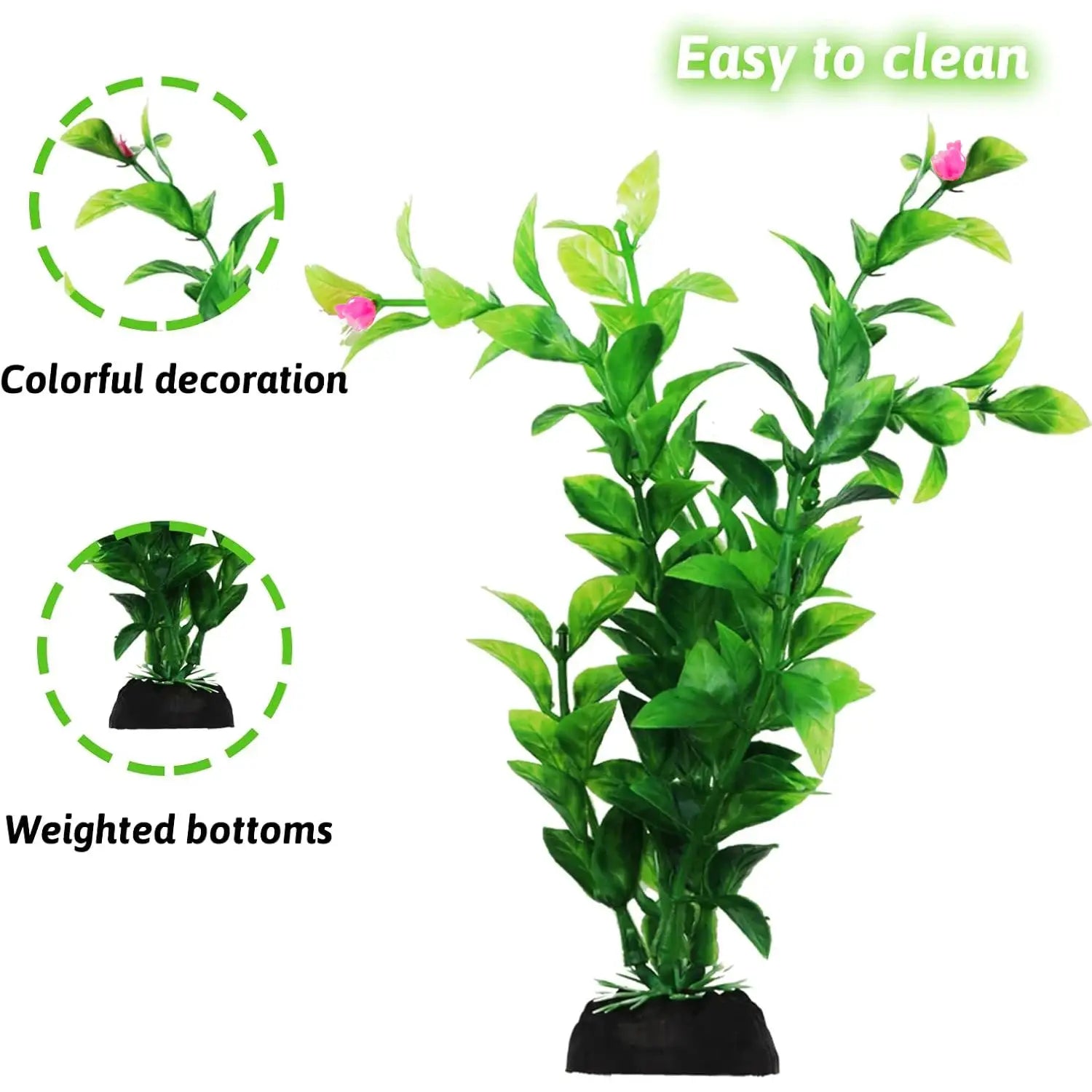 10 Pcs Green Artificial Aquarium Plants For Fish Tank Decor Plastic Safe For Aquariums