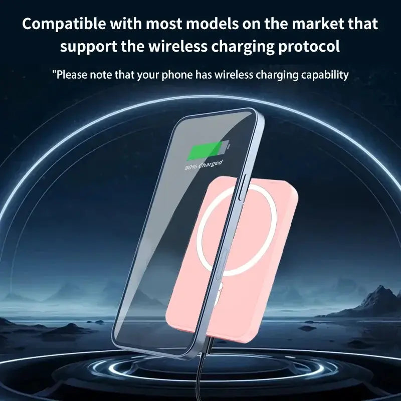 HOMEFISH magnetic car wireless charger with phone holder, pink charging pad