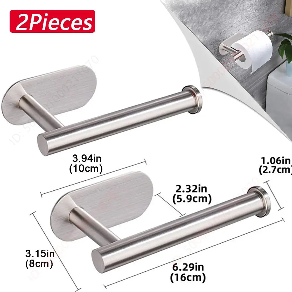Adhesive Stainless Steel Toilet Paper Rack And Kitchen Towel Holder