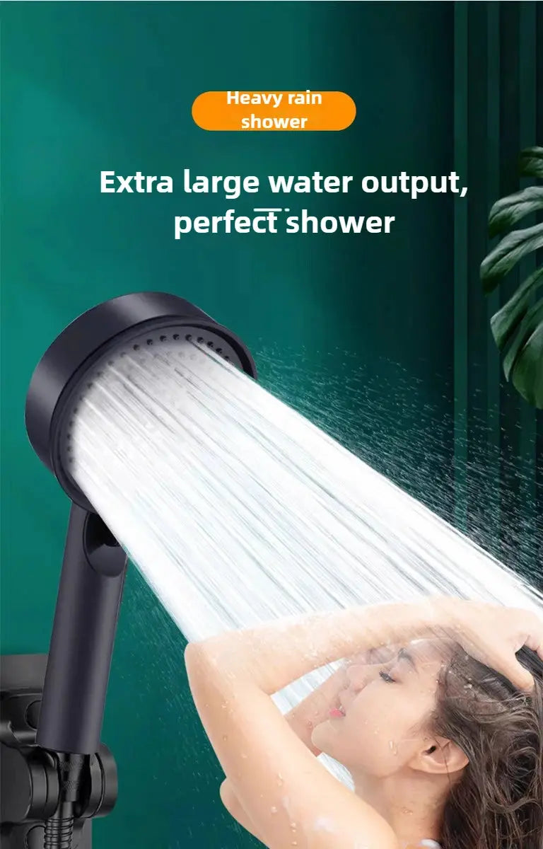 Simples Market black 5-mode shower head with adjustable high-pressure water flow