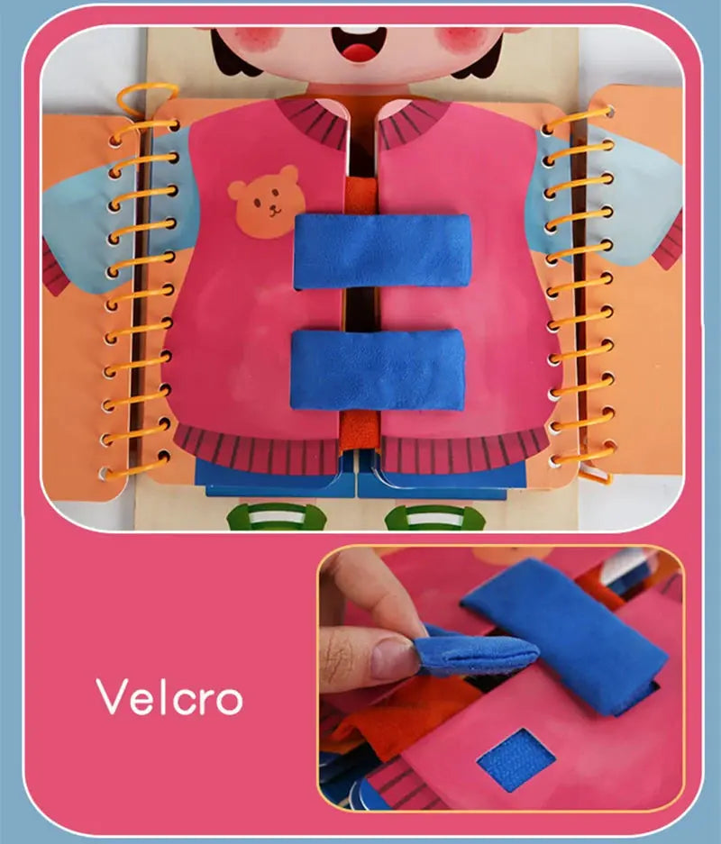 Multi Layer Wooden Busy Board For Children Montessori Early Education Toddlers Quiet Books Sensory Toy Dressing Practice
