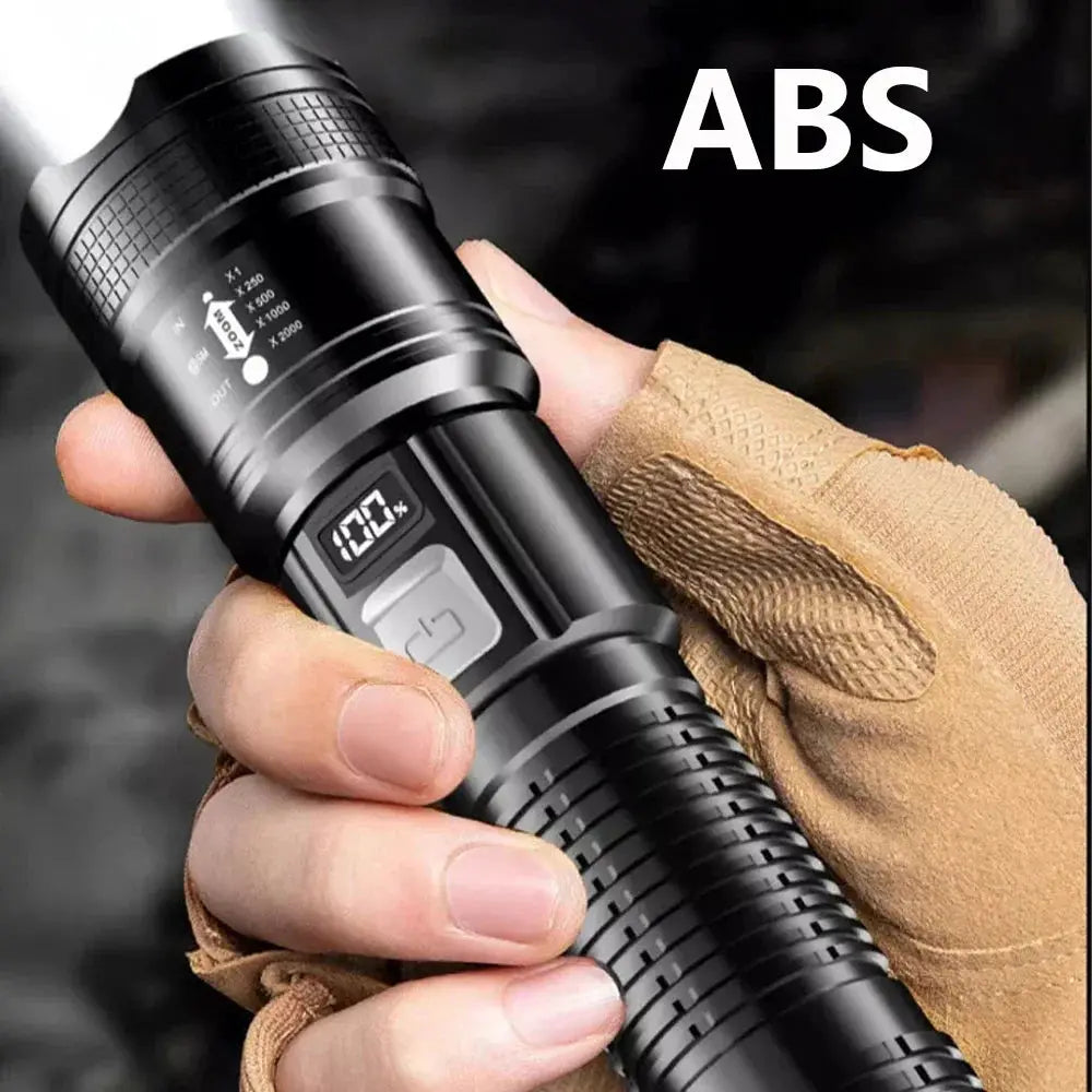VoltPro UltraBeam 300000LM Tactical LED Flashlight With Digital Display And USB C Charging For Camping And Hunting