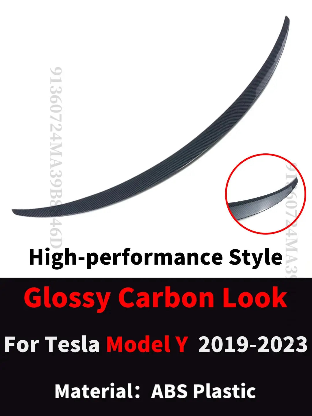 Rear trunk spoiler wing, Simples Market glossy carbon-look ABS plastic for Tesla Model Y 2019–2023