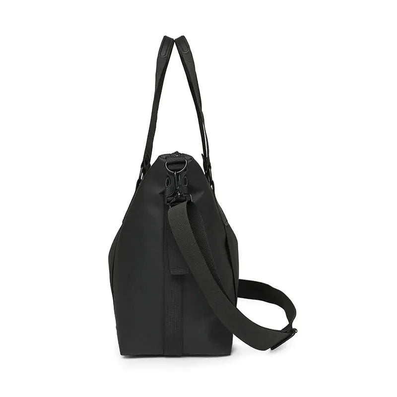 Travel bag Simples Market, black Oxford cloth, large capacity with dual top handles and removable shoulder strap