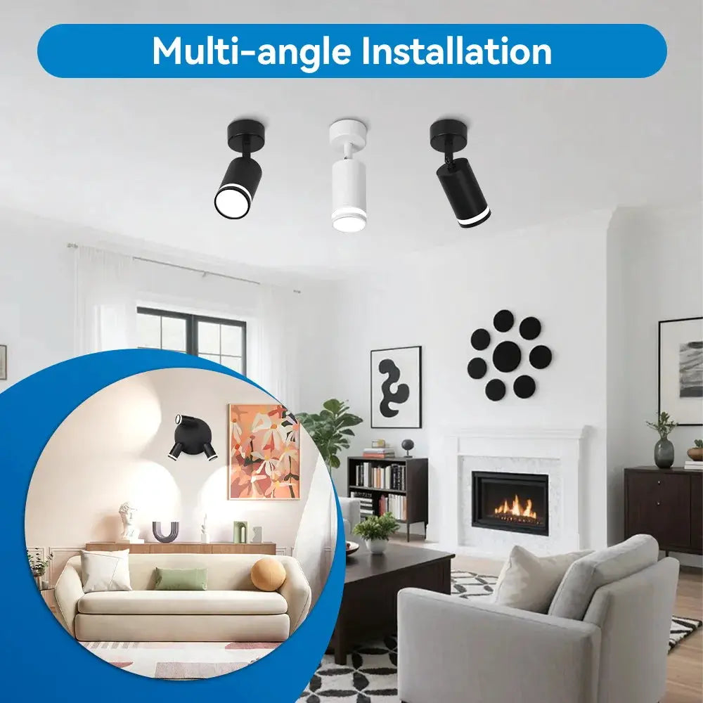 Simples Market LED shop ceiling spot lamps (3-pack) with GU10 bulbs for hallway/corridor decor, black and white finishes