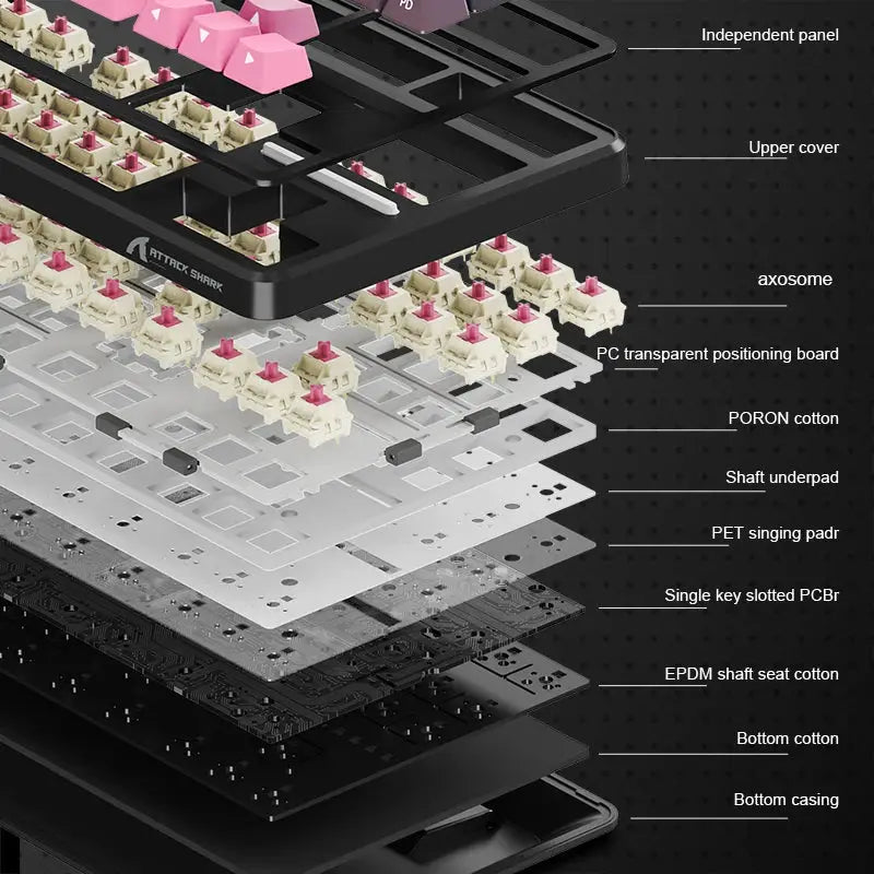Attack Shark X87 Macro Drive Bluetooth Mechanical Keyboard 87 Key Hot Swappable RGB Lighting