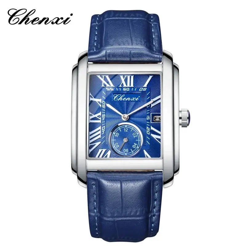 Chenxi 8216 Mens Watch With Alloy Case Leather Strap Waterproof Military Calendar Quartz Movement