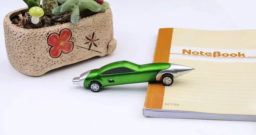 Car-shaped green ballpoint pen, candy-color kawaii stationery gift.