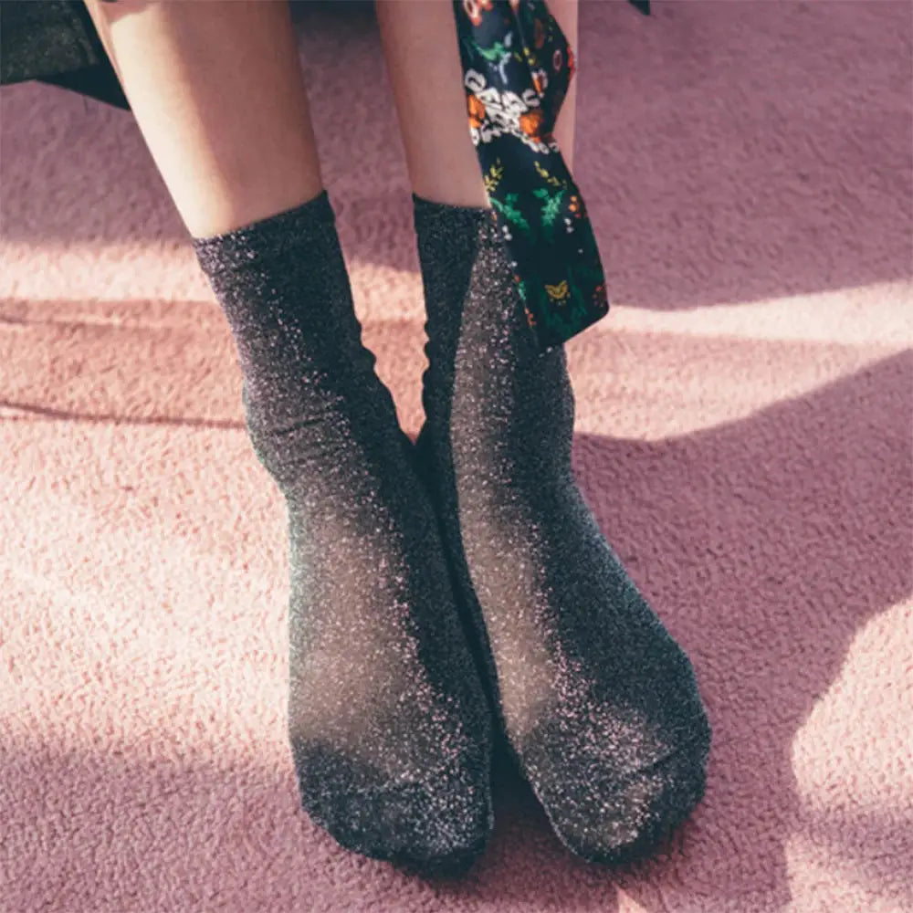 Korean Style Womens Thin Sheer Summer Socks Breathable Lightweight Silk Shine for Luxury Comfort