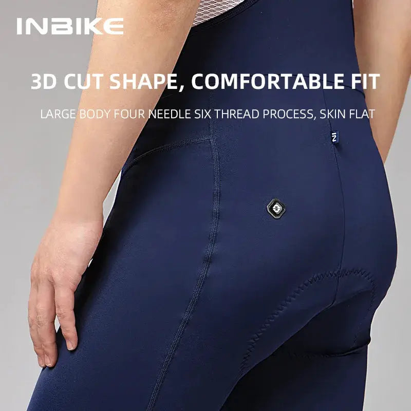 INBIKE men's MTB cycling bib shorts in navy blue for road and mountain biking