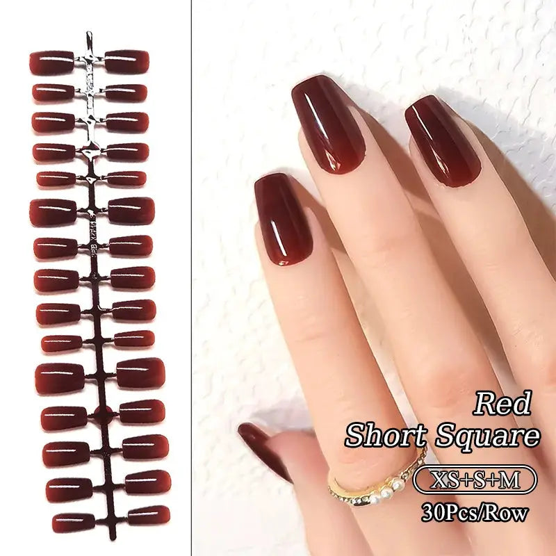 GlamNail Matte Nude Press On Nails Full Cover Easy Quick Extension 30 Piece Set For At Home Manicure