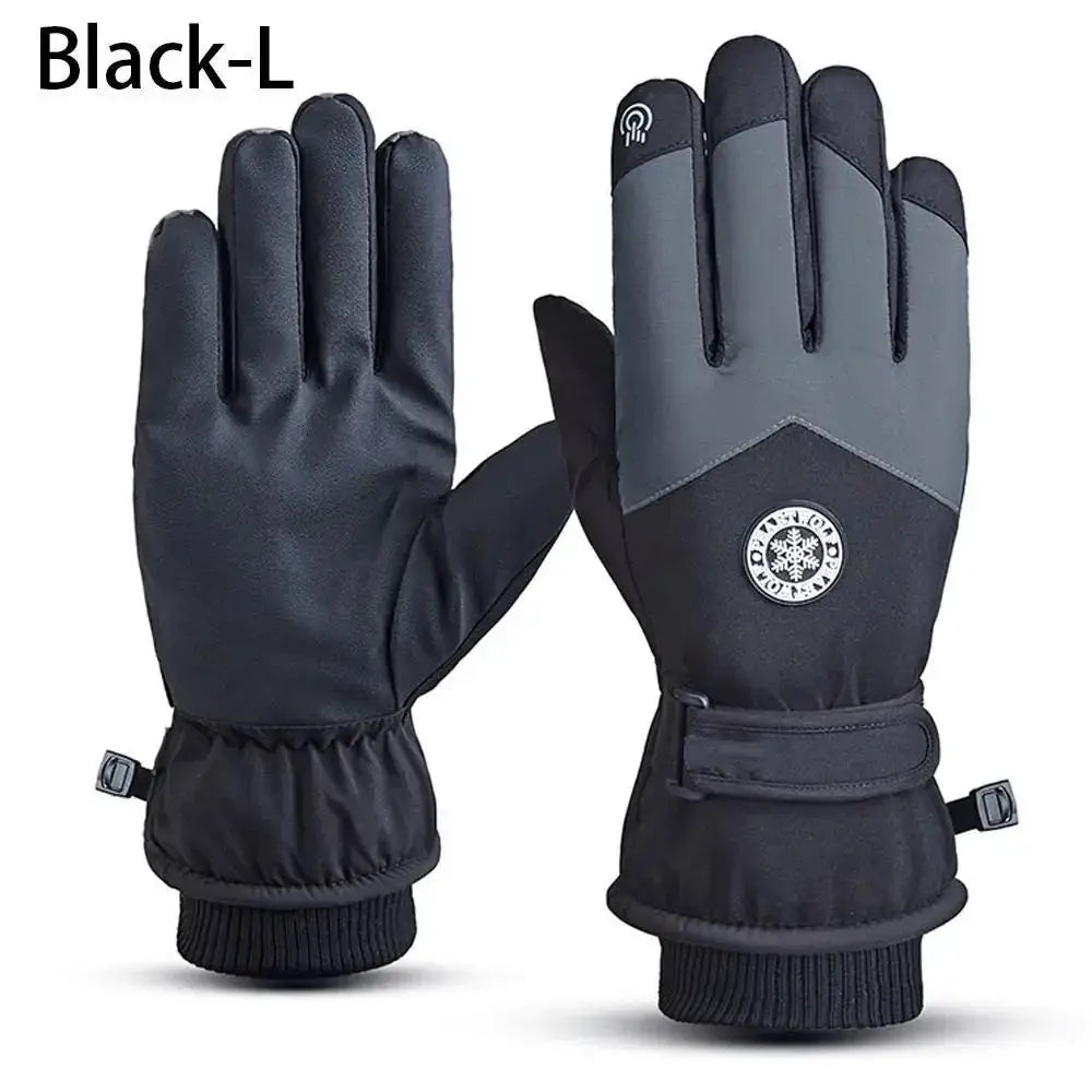Winter Snowboard Ski Gloves PU Leather Non Slip Touchscreen Waterproof Fleece Warm Riding Gloves For Motorcycle Cycling