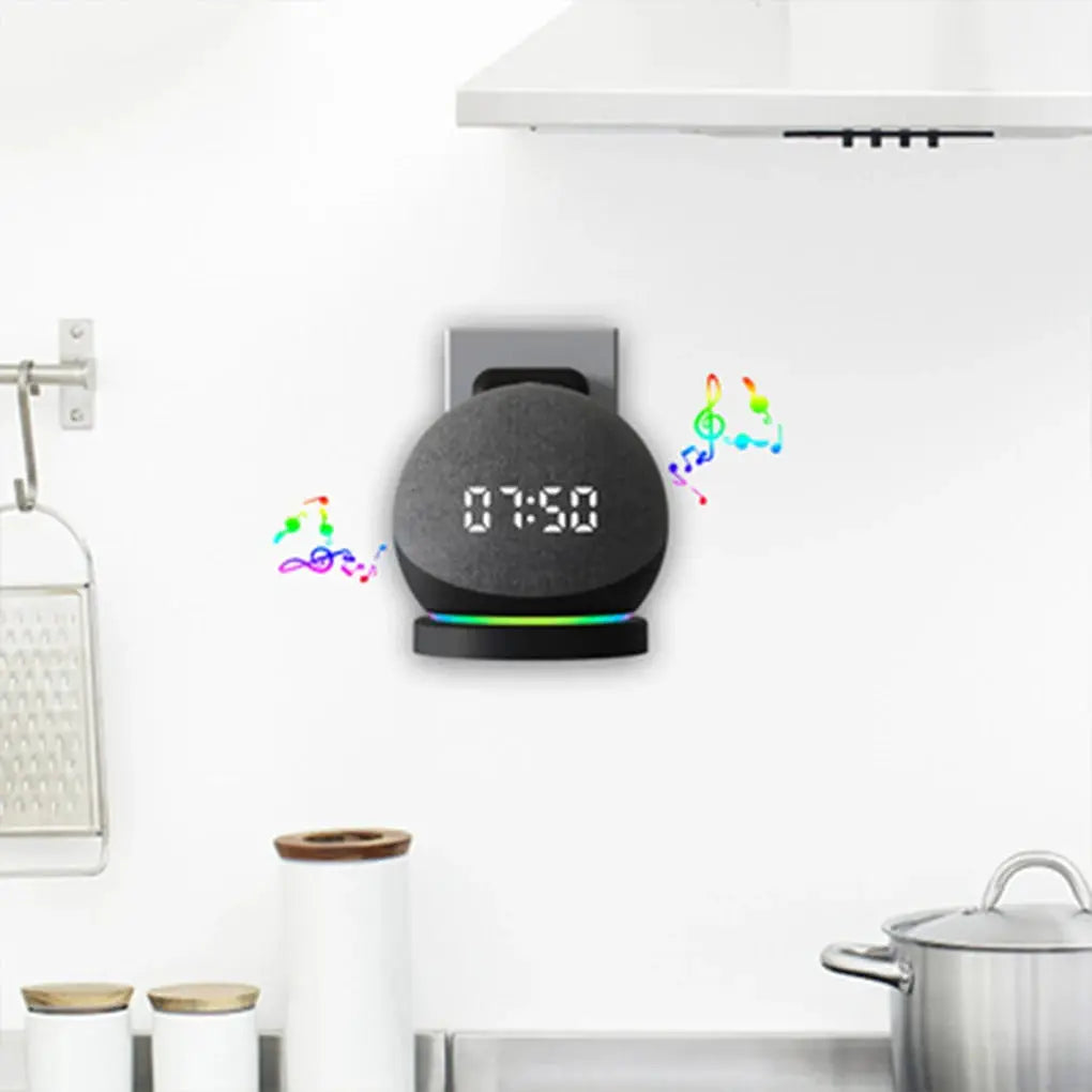 Simples Market Echo Dot wall mount bracket with cord management, black plastic, fits 3rd–5th gen Alexa dot
