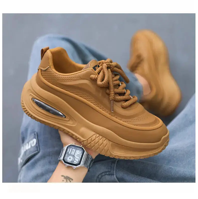 Simples Market men's casual sports shoes with a thick tan rubber sole, skateboarding style.