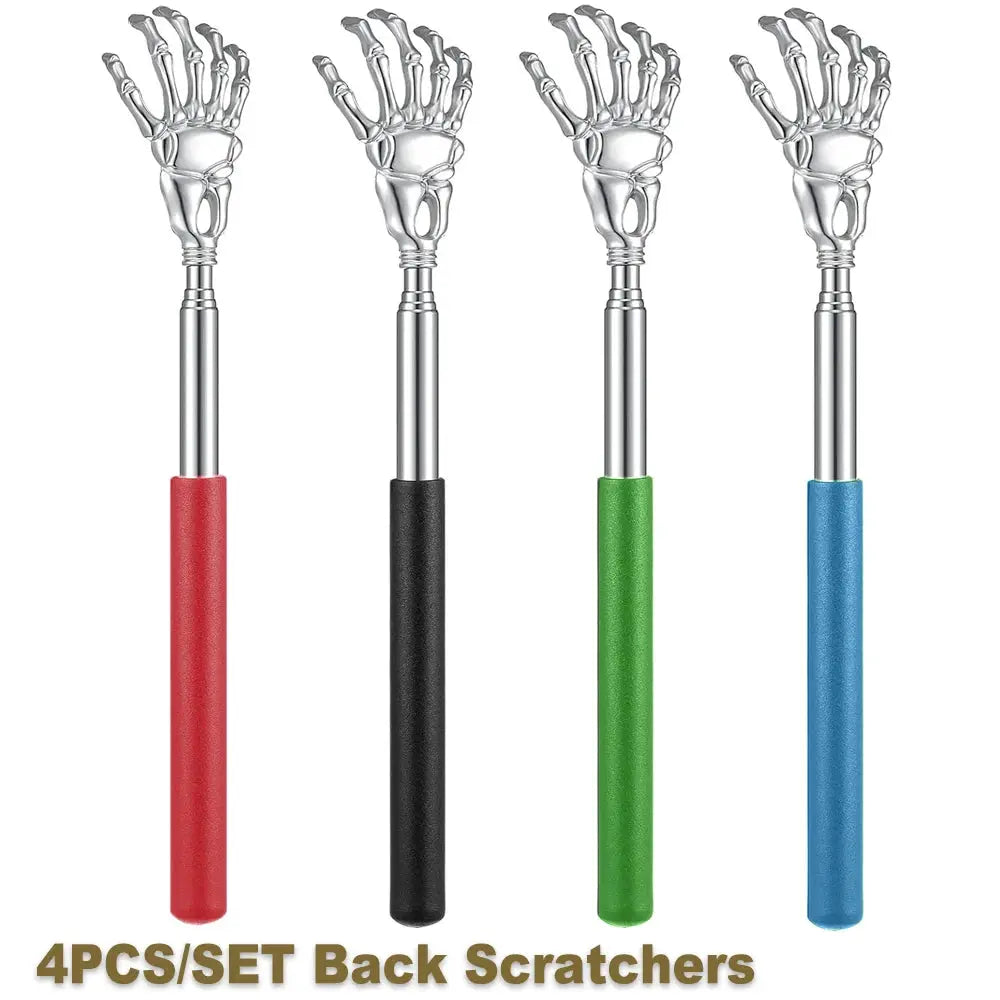 Portable Extendable Back Scratcher Stainless Steel Telescoping Massager For Humans And Pets With Rubber Grip