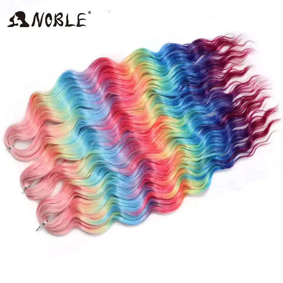 Noble rainbow ombre 24in synthetic loose deep wave braiding hair extensions by Simples Market