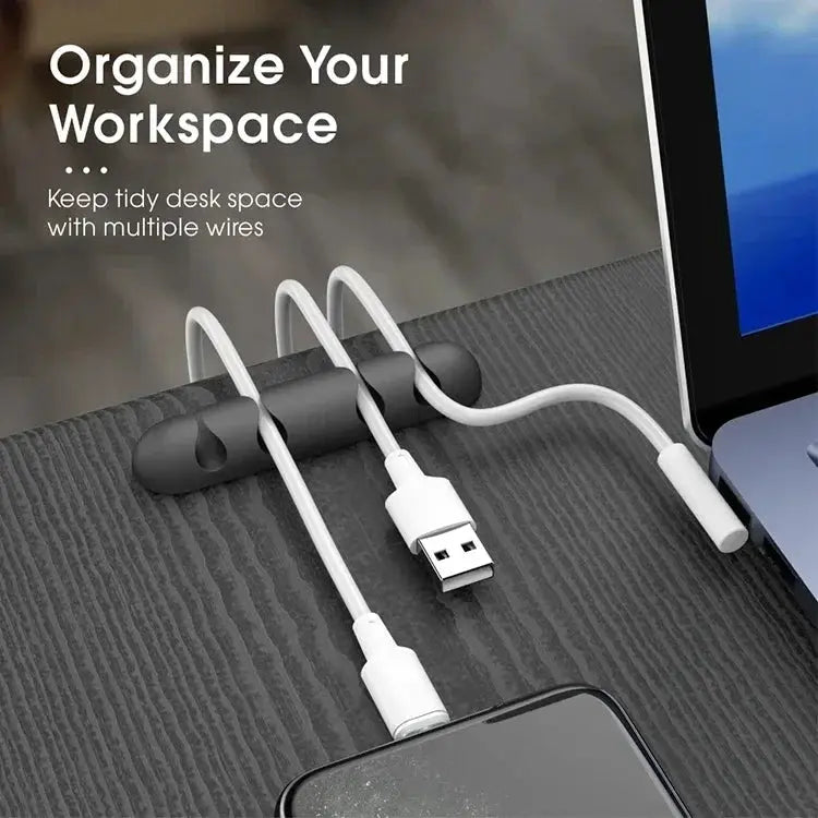 VIKEFON Silicone Cable Organizer Winder Clips Self Adhesive USB Cable Management For Mouse Keyboard Headset iPhone
