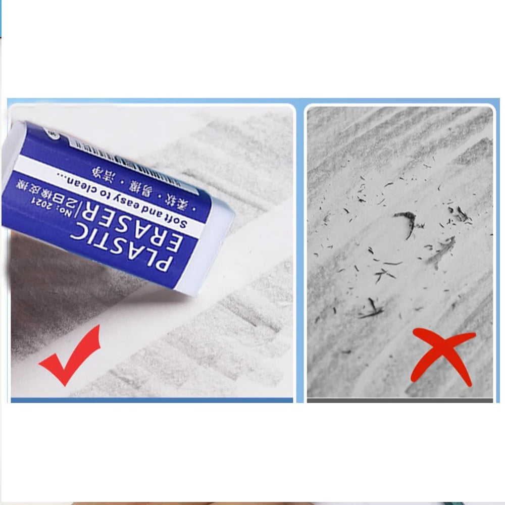 Simples Market 2B pencil erasers, soft large PVC rubber with blue packaging