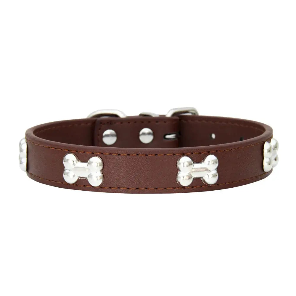 Bone Leather Durable Pet Collar For Dogs And Cats Puppies Pugs Chihuahuas Small And Large