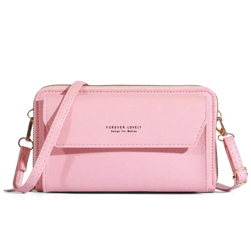 NovaLux Womens PU Material Crossbody Bag With Double Layer Design On One Shoulder For Mobile Phone And Essentials
