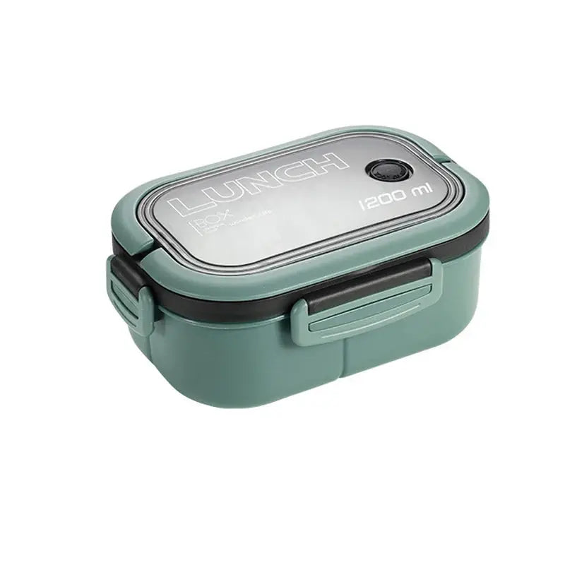 Double Layer Lunch Box Portable Meal Prep Container With Compartments Microwave Safe Leak Resistant Fork And Spoon
